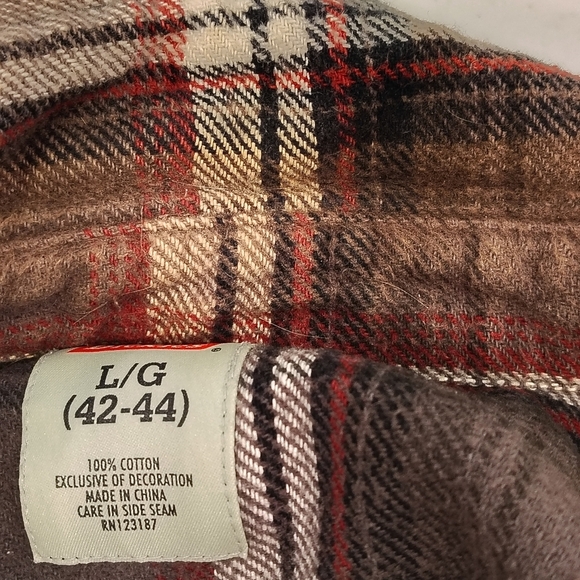 DICKIES LG 42-44 100% COTTON FLANNEL WORK SHIRT GRUNGE DISTRESSED FALL WINTER - Picture 4 of 9